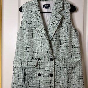 Maeve Anthropologie Green Tweed Vest